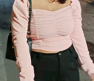 Peach Ruched Crop Top