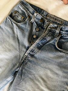 Knee Cut Straight Fit Denim