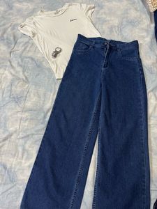 Dark Blue Wideleg Women Jeans