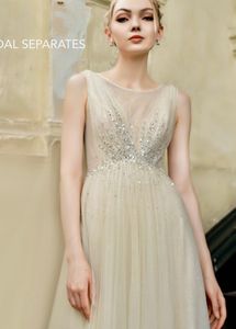Elegant Tulle Evening Gown Silver New