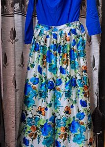 Floral Print Dress Cowl Neckline