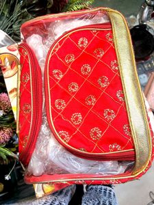 Red & Gold Cosmetic/Travel Bag