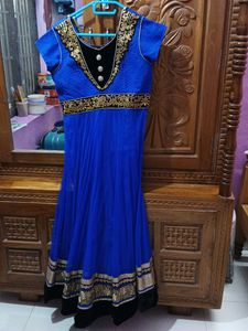 New One Elegant Blue &amp; Gold Anarkali Dress