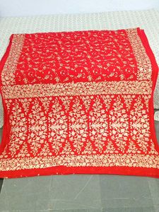 ❤️ Red &amp; Gold glitter print Festive Saree ₹ 1000