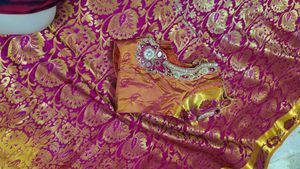 kanjivaram saree with work blouse 😍 silk