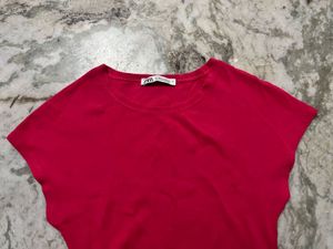 Zara Cropped Boxy Tee - Bright Pink