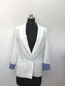 White Blazer with Blue Cuffs