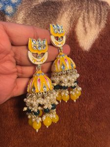 Yellow Jhumka Earrings