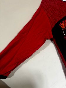 Embroidered Red Kurta - 2XL