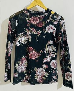 MADAME Sheer Floral Stylish top for Women