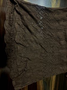 Brown Crochet Knit Top
