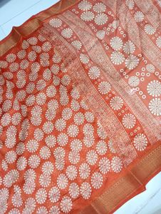 Orange Printed Saree