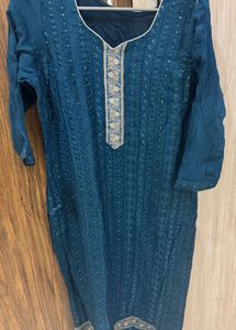 Teal Embroidered Kurta set