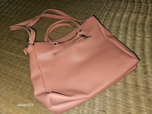Peach Coloured Studded PU Structured Handheld Bag