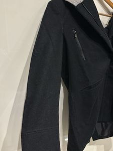 Black Fur Blazer With Hoodie