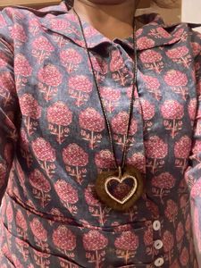 love shape pendant with double chain