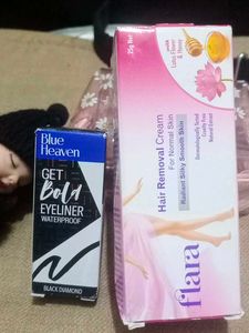 Flara Hair Removal Cream & Blue Heaven Eyeliner