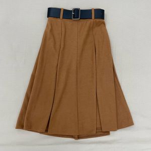 Korean Brown Midi Skirt For Winter