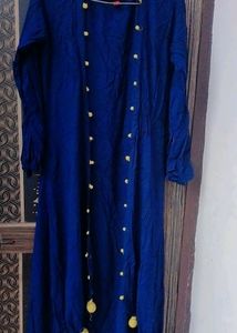 Women's Rayon A-Line Solid Long Kurti with Shrug