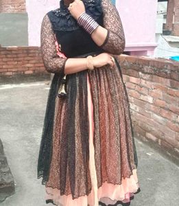 Lace Net &amp; Velvet Anarkali