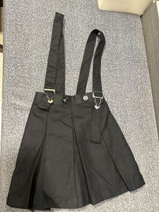 Black Pleated Suspender Skirt