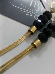 Elegant Black Beaded Dangle Earrings