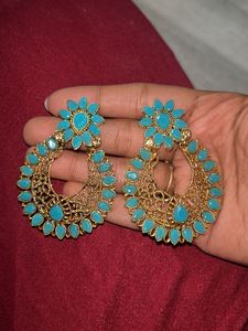 Teal & Gold Earrings