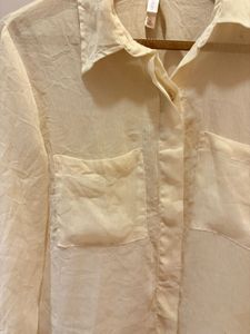 Beautiful Cream Sheer Button-Down Shirt