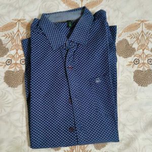 Stylish Blue Patterned Men&#39;s Casual Shirt
