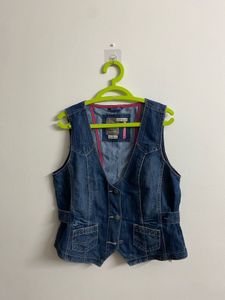 Blue denim vest