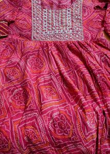 Libas Bandhani Yoke Design Mirror Work Kurta Set