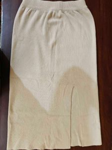 All New Elegant Beige Knit Midi Skirt