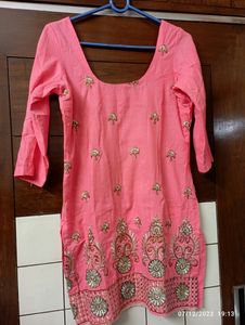 Pink Embroidered Kurti