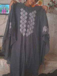 Grey Color Abaya With Duptta