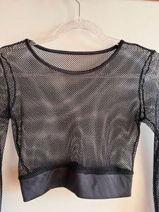 Black Mesh Long Sleeve Top