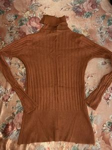 Brown Turtleneck Top