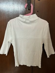 Zara White Turtle Neck Top