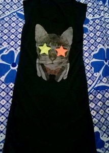 Cool Cat Graphic T-Shirt Dress