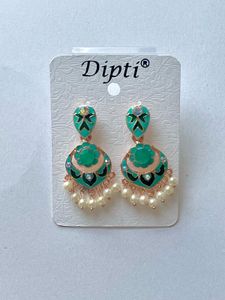 Green Pearl Drops Earring