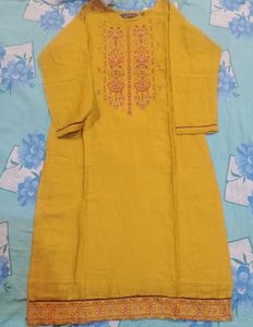 Embroidered Mustard Kurti