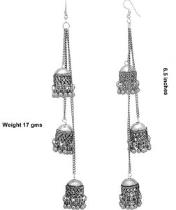 Oxidised Jewellery Combo. Chandbali And 3 Layered Jhumke