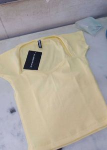 Yellow Sweetheart Neck Crop Top