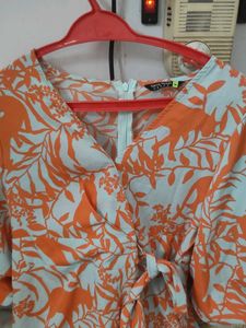 Orange &amp; Blue Print Wrap Dress