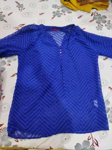 Blue Sheer Chevron Top