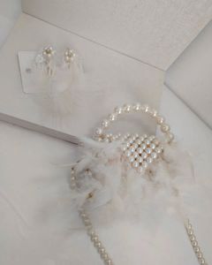 Pearl &amp; Feather Clutch