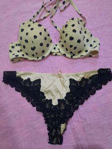 Polka Dot Bra and Lace Panty Set