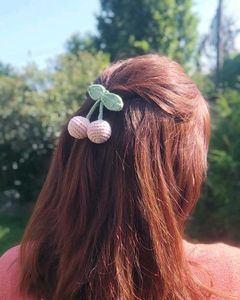 Crochet Cherry Hair Clip