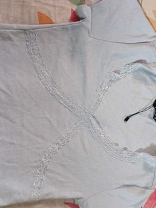 Cute Light Blue Lace Top