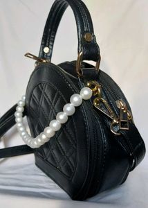 Black Cross Body Sling Bag Faux Leather