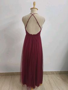 Burgundy Tulle Maxi Dress